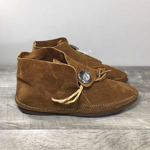 Vintage Leather Forest Walker Hippie Boho Womens Moccasins Hiking Shoes Size 7-8